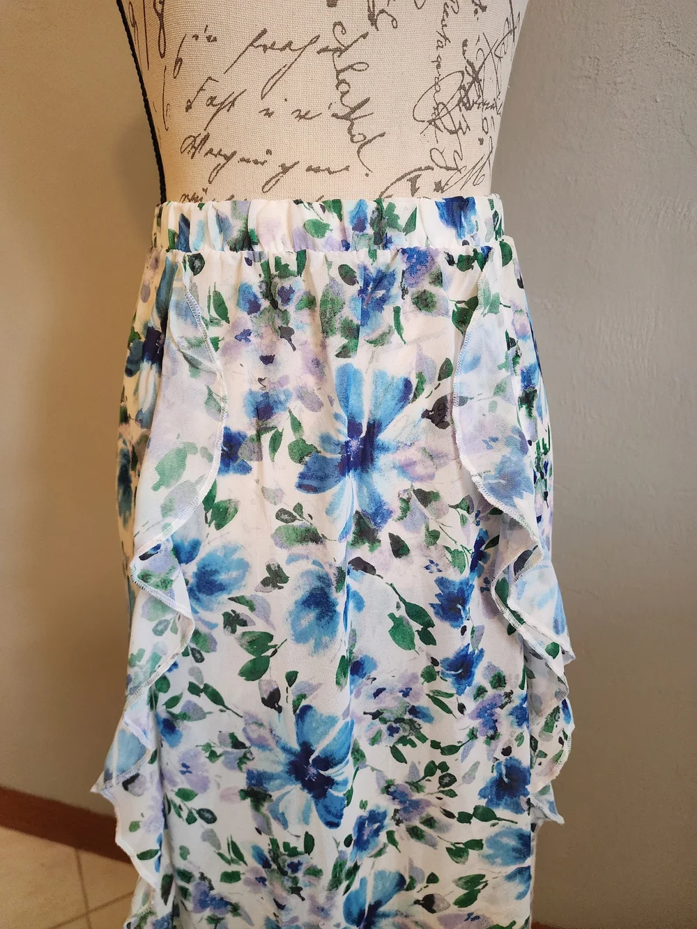 Adore Me Sheer Swim Coverup Maxi Skirt with Blue and Green Floral Print